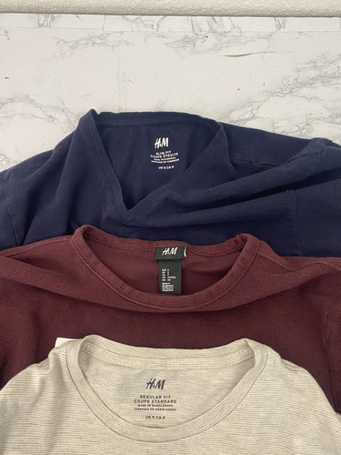 H&M Women’s S Crew T Shirt Short Sleeve Heather Gray Basic Lot Of 3 Blue Red T1 - Picture 8 of 8