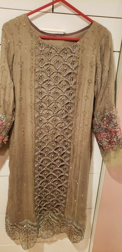 Pakistani / Indian Women's Original Maria B. Green Embroidered Chiffon Suit - Picture 7 of 12