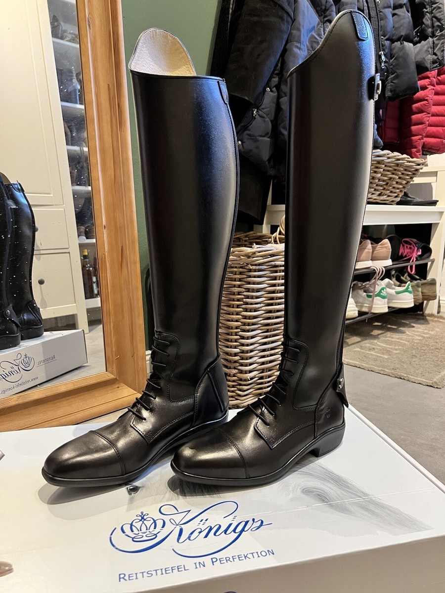 Reitstiefel Dressur Königs Nevio geschnürt Leder Schwarz NEU