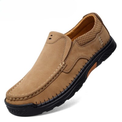 Split Leather Men's Casual Shoes Loafers Moccasins Breathable Driving Flat Shoes