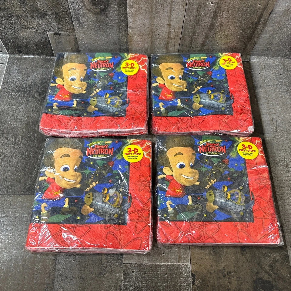 4 paquetes de servilletas pequeñas Jimmy Neutron (16) ~ suministros para fiesta de cumpleaños Foto 2 de 4