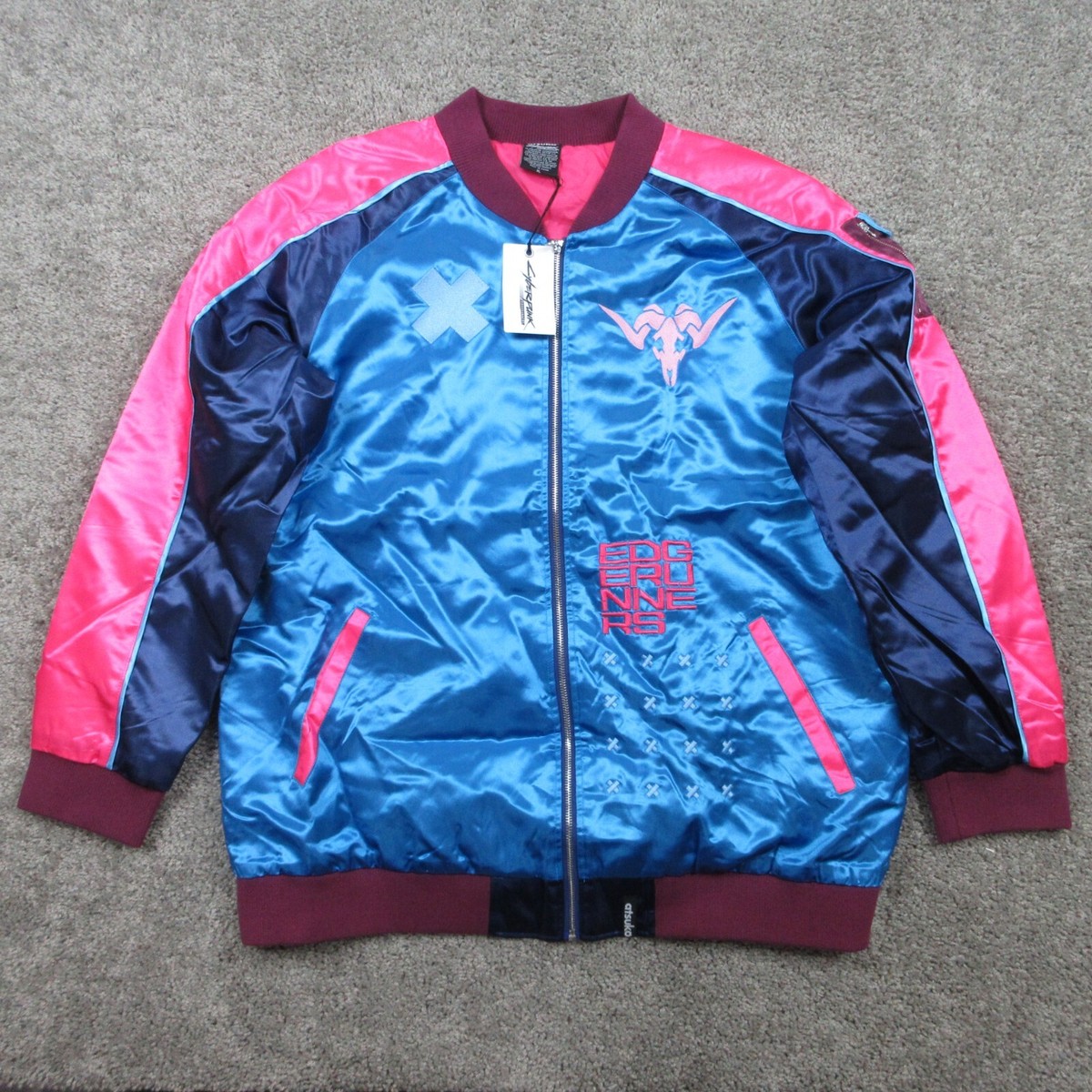Cyberpunk Jacket Adult XL Blue Edgerunners Rebecca Satin Bomber