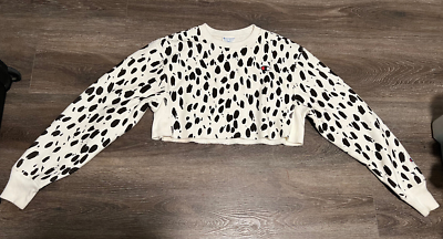 Champion Womens Cropped sweatshirt Crew Logo Cow animal print XS X