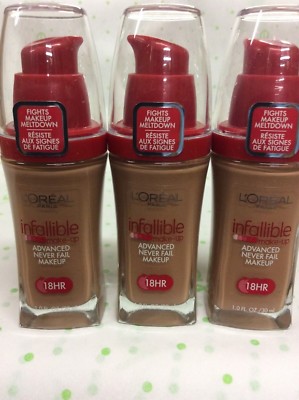 3 X L'Oreal Infallible Advanced Never Fail Makeup Foundation CLASSIC TAN #619