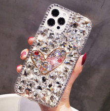 Handmade Gems Glitter Diamonds Bling Crystal Clear Rubber Back Phone Case Cover
