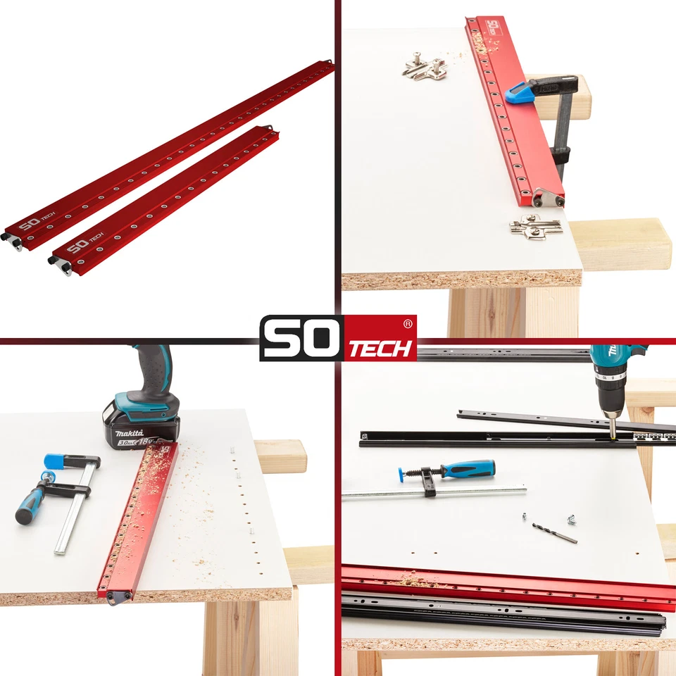 Bohrschablone für 32 mm Lochreihen, Bodenträger, Topfbänder & Schubladenauszüge - Bild 2 von 4