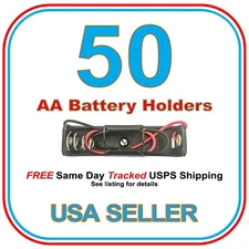 Single AA Battery Holder Case Box 1 X 1.5V With Leads 50 pcs pack