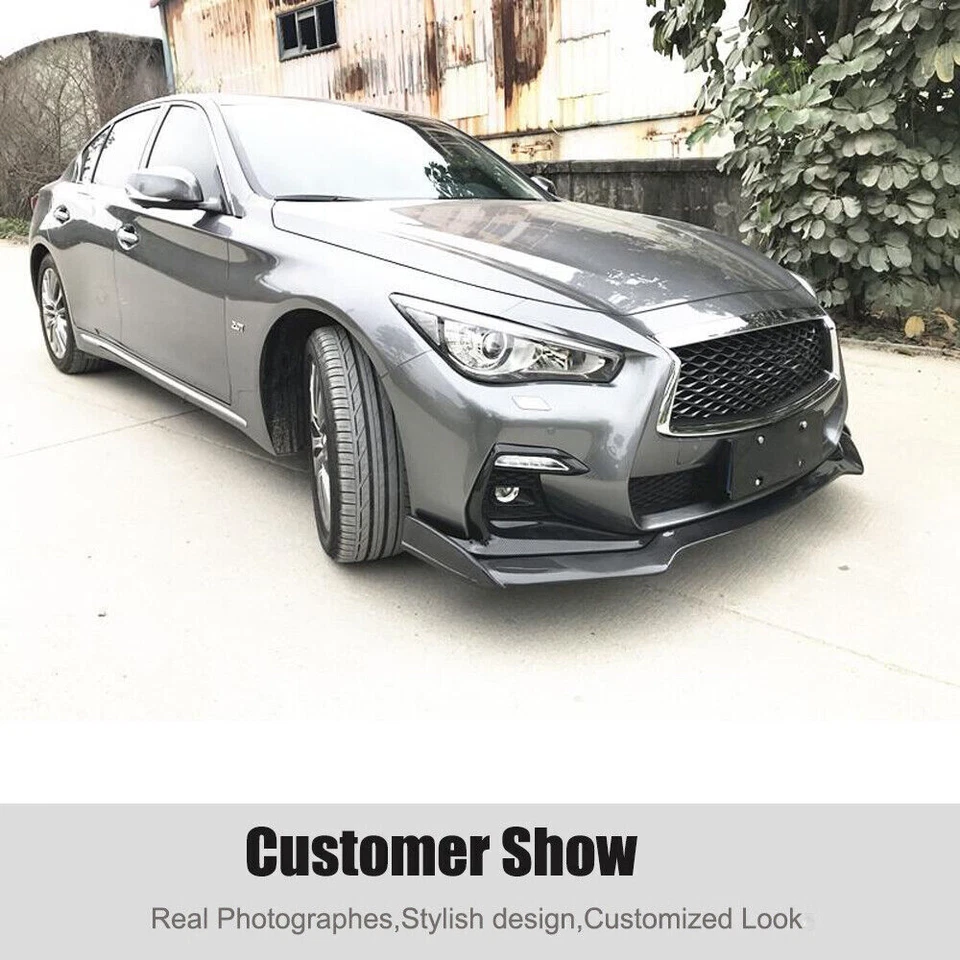 For Infiniti Q50 Sport 18-22 Real Carbon Fiber Front Bumper Lip Spoiler Splitter - Image 2 of 4
