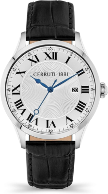 CERRUTI 1881 Unisex TORCEGNO Watch Black Leather Strap
