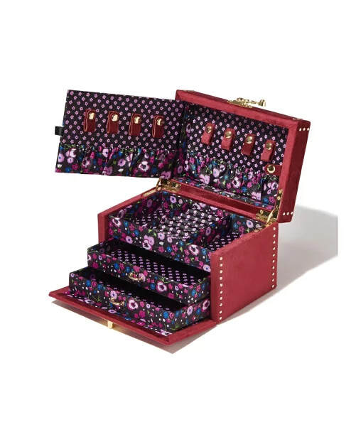 ANNA SUI x Francfranc Jewelry Box S Black Dark Red Velvet Storage