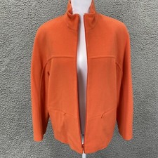 Precis Petite Women's 10 Orange Full Zip 100% Wool Pockets Collar Jacket Lined
