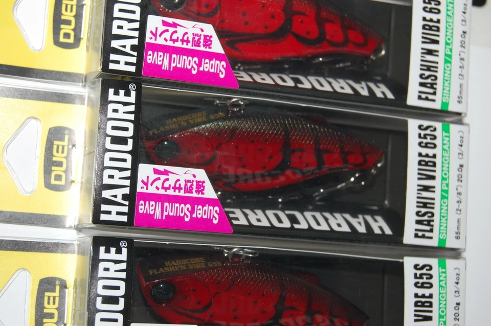 3 señuelos yo zuri duel hardcore 65s flashi'n vibe 2 5/8" 3/4 oz rojo craw r1194-cf Foto 2 de 4