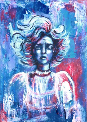 Original Portrait Ethereal Female Figure - 'Ghost,' Mystical Abstract Art, 8x6
