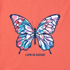 NWT Women's Life is Good Tie Dye Butterfly Sleeveless Crusher High-Low Tee Tank