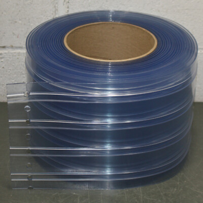 (5) TMI Replacement PVC Door Strips 999-00011, 8'' x 8 ft 3 in, Ribbed PVC, Clear
