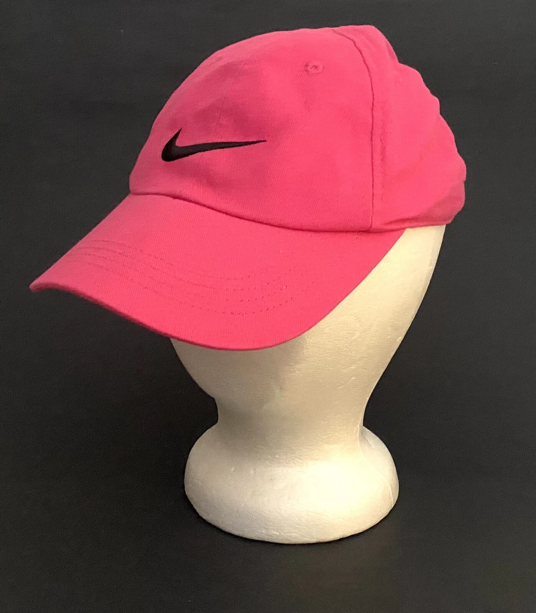 Nike Girl's Bright Pink Ball Cap Style Hat With Black Nike Logo Size Child  EUC