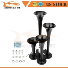 4 Trumpet Train Air Horn Kit For Ford Chevy Ram Toyota Black Truck Pickup