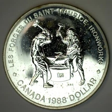 1988 Ironworks Canada Silver Dollar RCM Canadian BU $1 Commemorative Coin