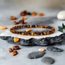Natural Garde AAA Tiger Eye 4mm Beads Stretch Healing Energy Handmade Bracelet