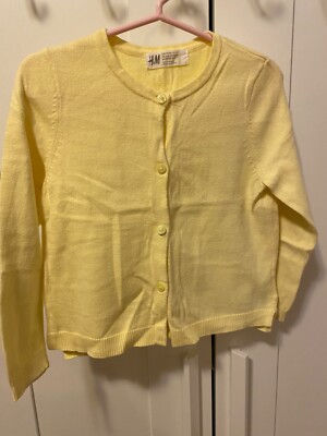 H&M Girls Long Sleeve Button Front Crew Neck Cotton Knit