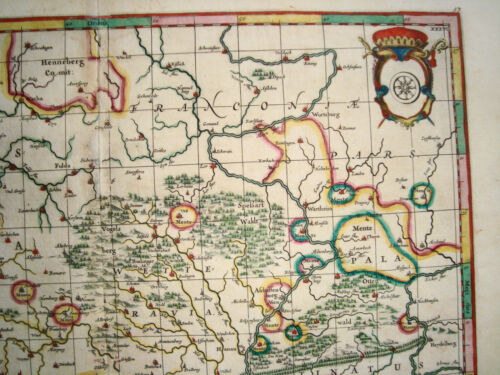 Moguntini Siegen Mainz Frankfurt Waldeck Dillenburg Kupferstich Janssonius 1640 - Bild 3 von 4