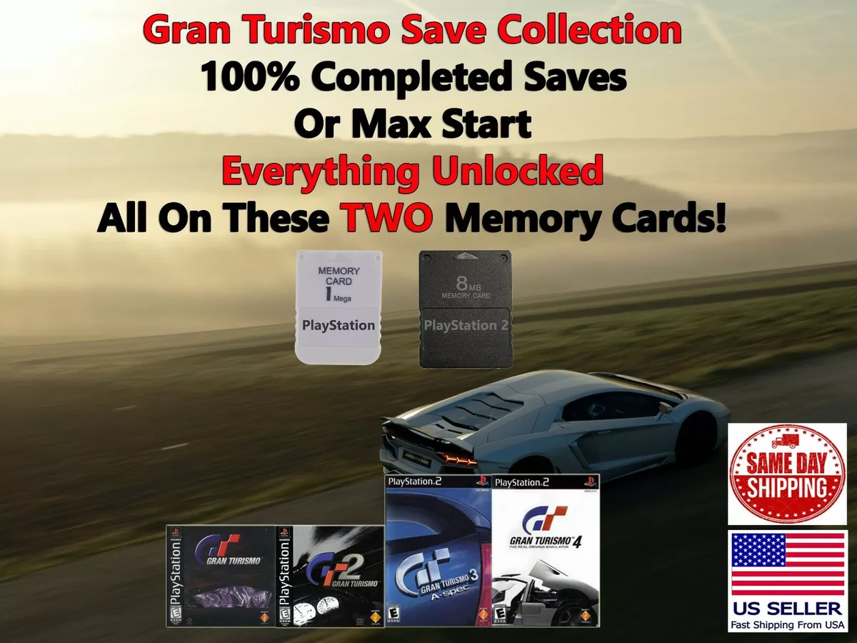 Gran Turismo 1 2 3 4 A Spec Save Collection PS1 PS2 100% Completed Cheats