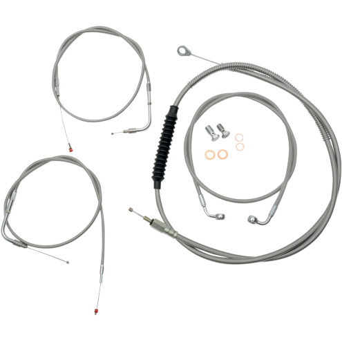 BRAIDED 18-20" APE HANGER EXTENDED CABLE KIT HARLEY FLST FLSTC HERITAGE 96-06 - Picture 1 of 3