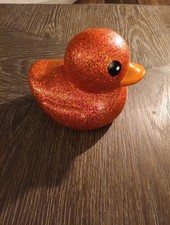 Rubber Duck Glitter Dazzle Duckie Large 6  Sparkly Bath Toy Orange/Pink