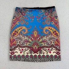 Bebe Deja Vu Paisley Pencil Skirt S Made in USA Boho Festival Statement Y2K