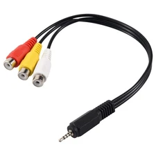 2.5mm  AV Male to 3RCA Female M/F Audio Video Cable Stereo Jack Adapter9377