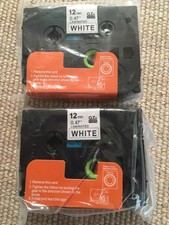 12mm x 47"Label Tape for Brother P Touch Label Maker - 2Pack