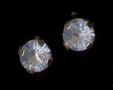 14K Fine Solid Yellow Gold 3mm Round Blue Crystal CZ Solitaire Earrings or