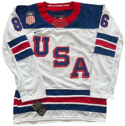 Jack Hughes USA White ‘26 Olympics Jersey Mens Large L RARE New Jersey Devils