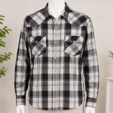 Levis Mens XL Modern Western Pearl Snap Front Plaid Shirt Cowboy Vintage Style