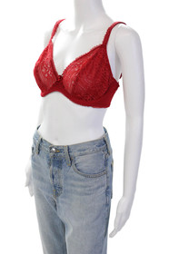 Lise Charmel Womens Laced Rhinestone Detail Lace Cup Underwire Bra Red Size 34D