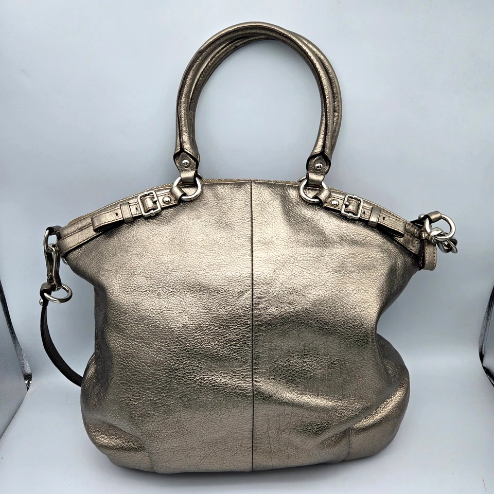 Bolso de Mano Coach Madison Cuero Metálico Dorado Lindsey Cartera Bolso Grande 18815 Foto 2 de 4
