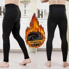 Men' Winter Fleece Lined Warm Thermal Long Johns Legging Underwear Pants Trouser