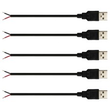 Jienk 5Pcs 1Ft 30CM 22AWG USB 2.0 Male 2Pin Pigtail 1FT Male, Black