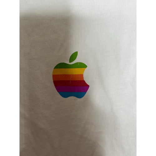 Vintage Apple Macintosh Rainbow Logo White T Shirt Single Stitch Y2K Sz M Retro - Picture 3 of 5