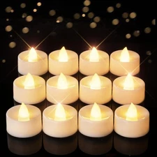 Homemory 12-Pack Timer Flameless Candles, Tea b- Warm Whtie Light, White Base 