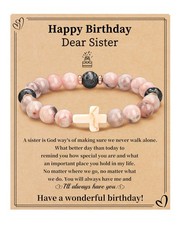 Sister Birthday Gifts, Birthday Gifts for Women Friendship Cross Bracelet Beaded