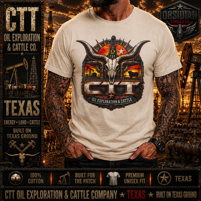 CTT Oil Exploration & Cattle Shirt Texas Landman Patch M-Tex Oil Company  Tee