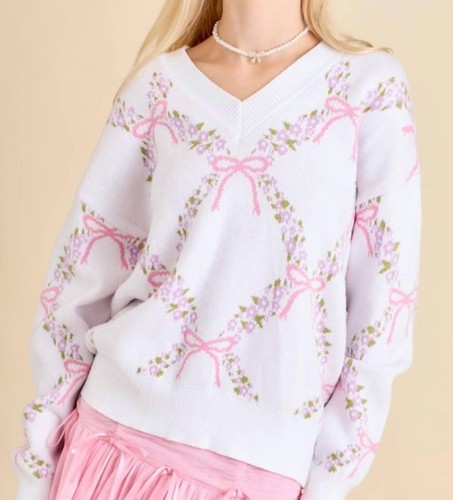 Maglione girocollo con fiocco floreale Mainstrip taglia L