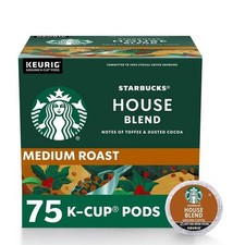Starbucks K-Cup Coffee Pods, Medium Roast, House Blend 100 Arabica, 75 Pods 