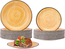 150 PCS Wood Grain Paper Plates- 7  9 Inch Rustic Paper Dinner Plates, Dessert