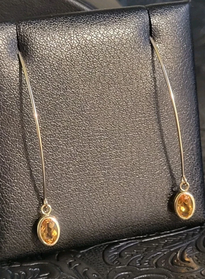 14k金丝环状黄水晶吊坠耳环 — 第 2/4 张图片