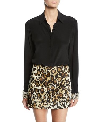 Alexis Womens Ottavia Button Down Blouse, Black, Small