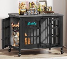 33"/27" Dog Crate Furniture with Name Tag, Heavy Duty Dog Kennel Indoor