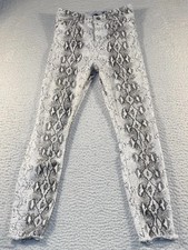 Zara Women's High Rise Snake Print Skinny Jeans Size 2 Raw Hem