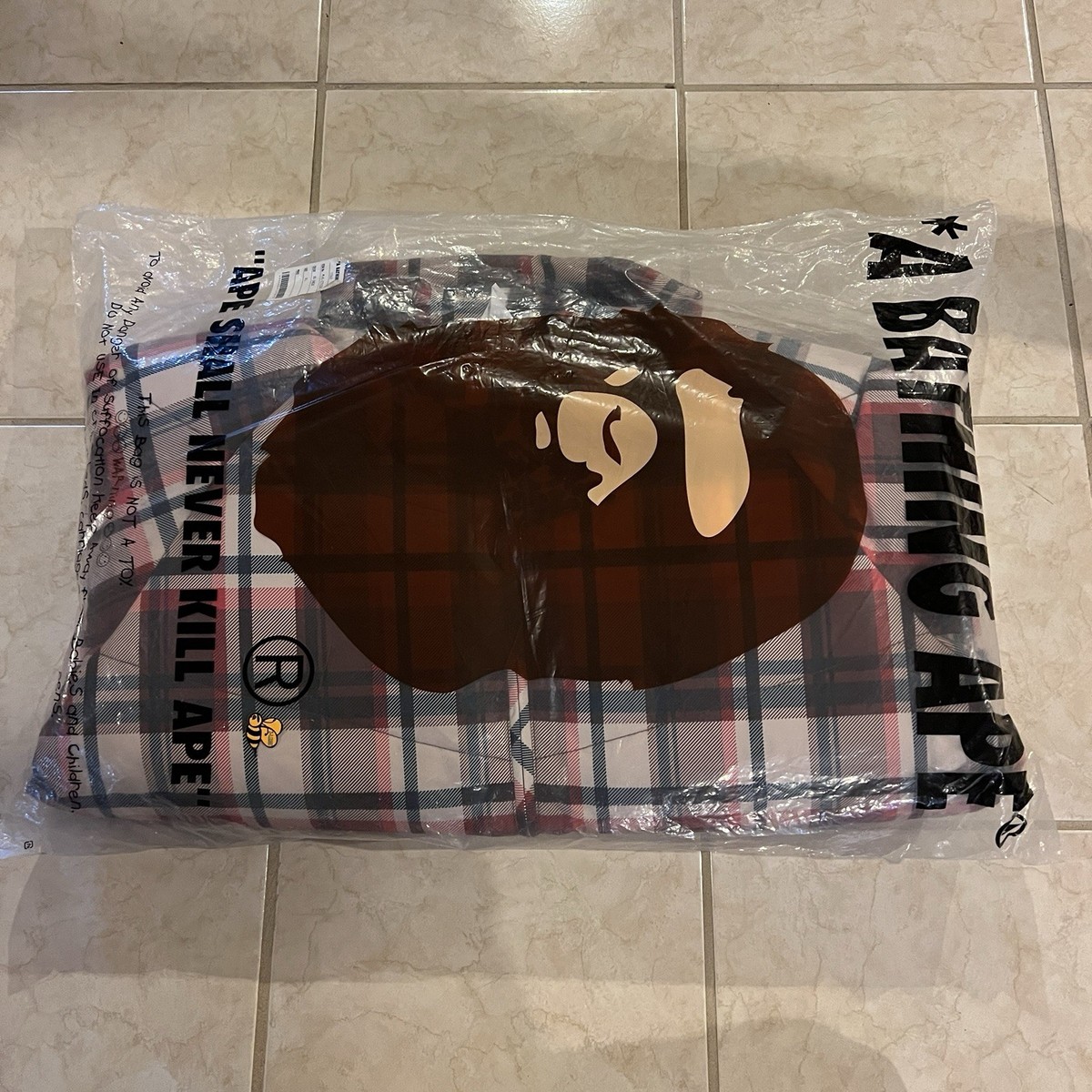 A BATHING APE Bape Classic Red Plaid Print Down Jacket Brand New 
